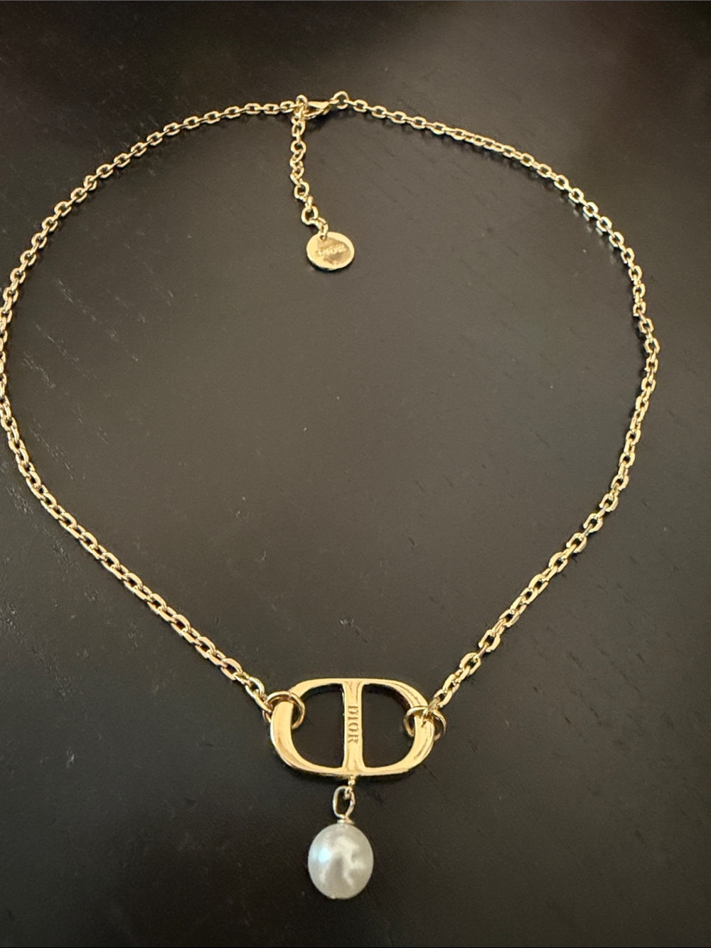 Gold Tone Pearl Drop Necklace